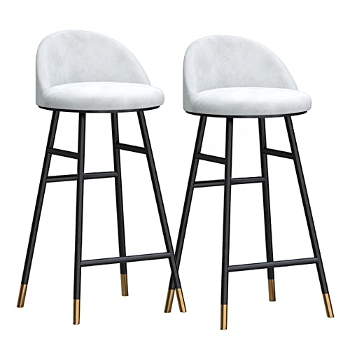 ZLSPON Barhocker Essstuhl Metal Bar Stools Counter Height Barhocker Set von 2, Samt Barhocker mit Rücken und Fußstütze, küchenlosen Counter Barstools, gepolsterte Inselhocker f Bright Day von ZLSPON