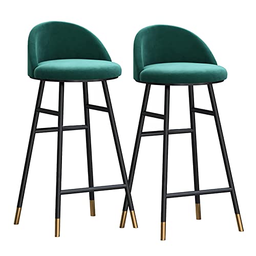 ZLSPON Barhocker Essstuhl Metal Bar Stools Counter Height Barhocker Set von 2, Samt Barhocker mit Rücken und Fußstütze, küchenlosen Counter Barstools, gepolsterte Inselhocker f Bright Day von ZLSPON
