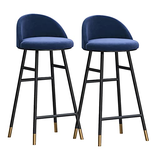 ZLSPON Barhocker Essstuhl Metal Bar Stools Counter Height Barhocker Set von 2, Samt Barhocker mit Rücken und Fußstütze, küchenlosen Counter Barstools, gepolsterte Inselhocker f Bright Day von ZLSPON