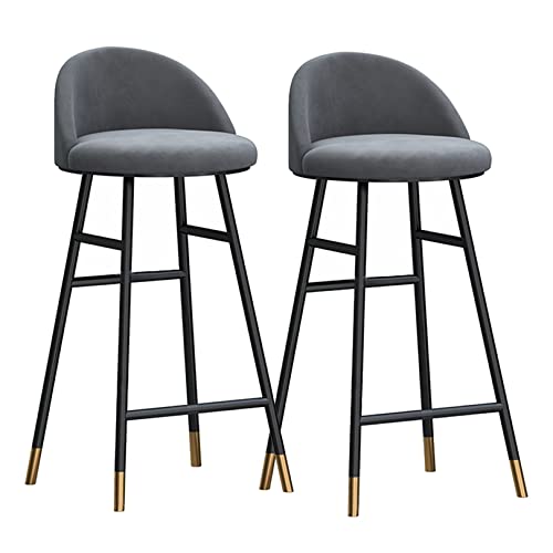ZLSPON Barhocker Essstuhl Metal Bar Stools Counter Height Barhocker Set von 2, Samt Barhocker mit Rücken und Fußstütze, küchenlosen Counter Barstools, gepolsterte Inselhocker f Bright Day von ZLSPON