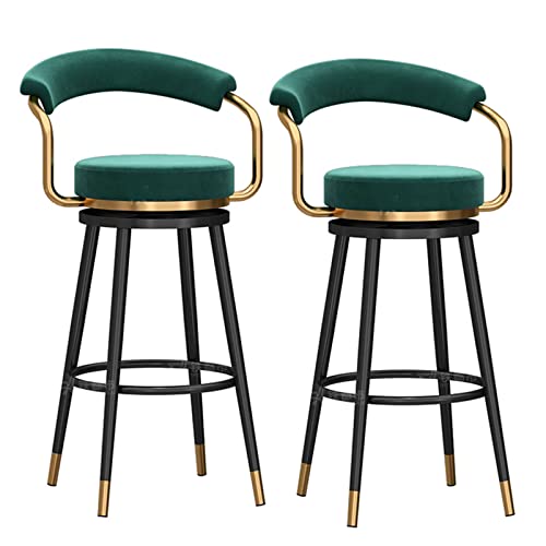 ZLSPON Barhocker Essstuhl Moderne Schwenkbarhohocker Einfachheit Counter Height Stühle mit Rücken Gold/Schwarzen Fußstütze Velvet Barstools Home Bar Kitchen Island Hocker Grün #2b 2pcs Bright Day von ZLSPON