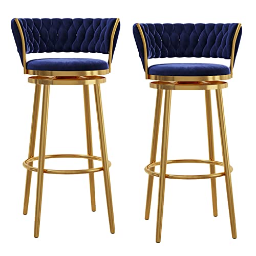 ZLSPON Barhocker Essstuhl Moderne Schwenkbarhohocker Einfachheit Counter Height Stühle mit Rücken Gold/Schwarzen Fußstütze Velvet Barstools Home Bar Kitchen Island Hocker Grün #2b 2pcs Bright Day von ZLSPON