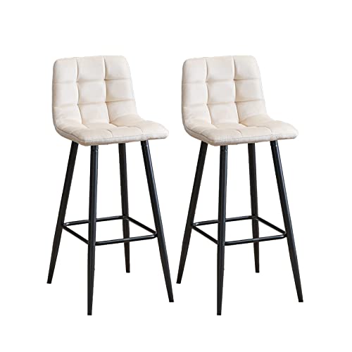 ZLSPON Barhocker Essstuhl Velvet Barhocker Set 2, Moderne Küche Frühstück Esstuhlhocker mit Fußstütze für Home Island Pub Café Café Bright Day von ZLSPON