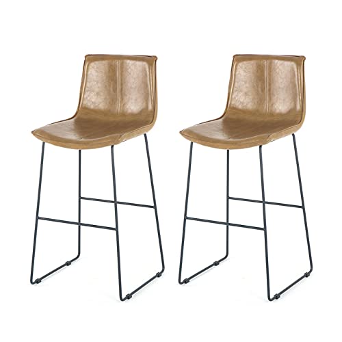 ZLSPON Barhocker Essstuhlschalter Barhocker mit Rückenlehne Premium PU Leder Barhocker Metallbeine, Frühstücksbars Stühle für Heimküchen Islandschalter Bright Day von ZLSPON