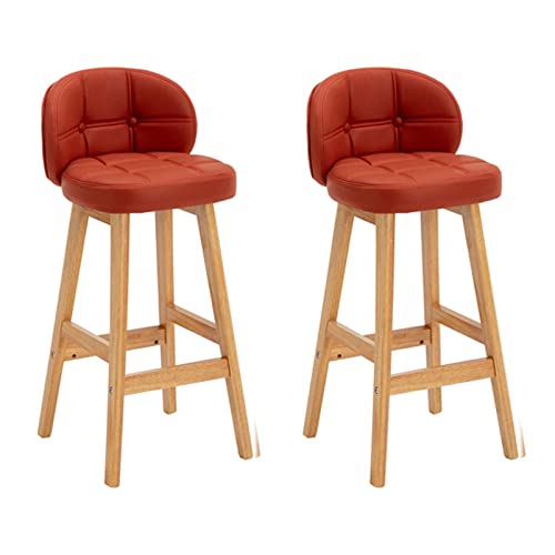 ZLSPON Barhocker Esstuhl Moderne Barhocker Set 2, Counterhydelhocker Holzrahmen PU Leder Polsterbar Stuhl für Kücheninsel Esszimmer Terrasse Terrasse Bright Day von ZLSPON