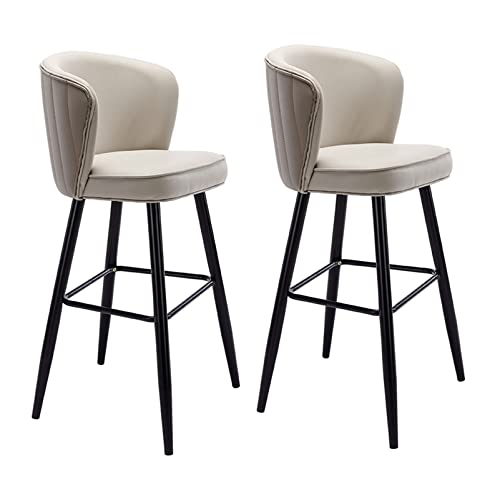 ZLSPON Barhocker Esstuhlschalter Hochhocker mit Armlehne und Rücken, Luxus -PU -Leder -Barhocker mit Samtsitz für Bistro Essfrühstück Kitchen Insel Island Bright Day von ZLSPON