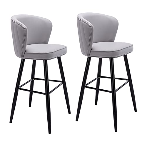 ZLSPON Barhocker Esstuhlschalter Hochhocker mit Armlehne und Rücken, Luxus -PU -Leder -Barhocker mit Samtsitz für Bistro Essfrühstück Kitchen Insel Island Bright Day von ZLSPON