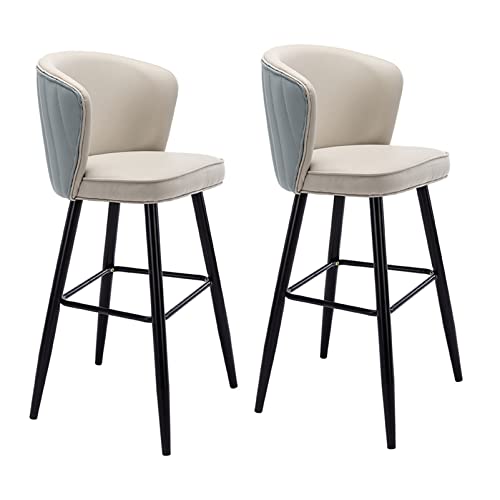 ZLSPON Barhocker Esstuhlschalter Hochhocker mit Armlehne und Rücken, Luxus -PU -Leder -Barhocker mit Samtsitz für Bistro Essfrühstück Kitchen Insel Island Bright Day von ZLSPON