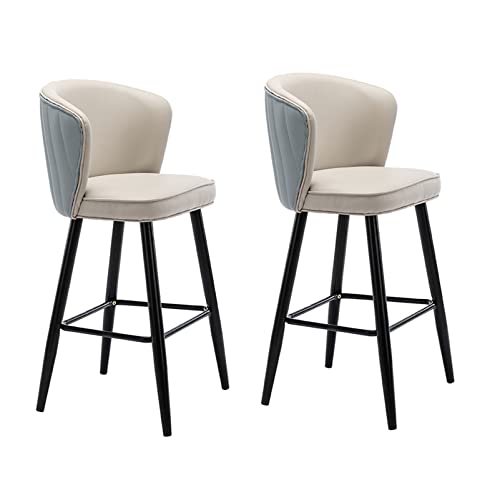 ZLSPON Barhocker Esstuhlschalter Hochhocker mit Armlehne und Rücken, Luxus -PU -Leder -Barhocker mit Samtsitz für Bistro Essfrühstück Kitchen Insel Island Bright Day von ZLSPON