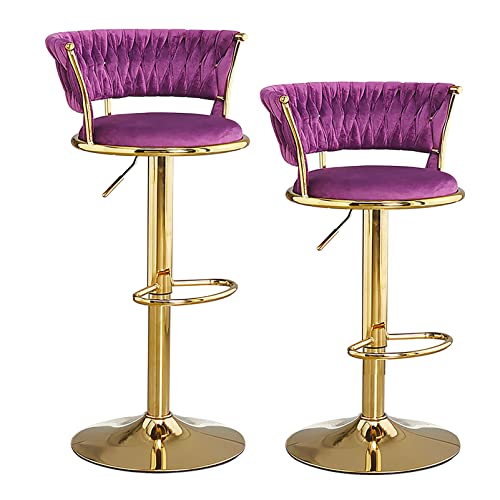 ZLSPON Barhocker Set mit 2 Samtsitzen Frühstücksstühle mit Rückenlehne, verstellbare Schwenkbarschstühle Hochhocker für Kücheninsel/Heimatbar Bright Day von ZLSPON