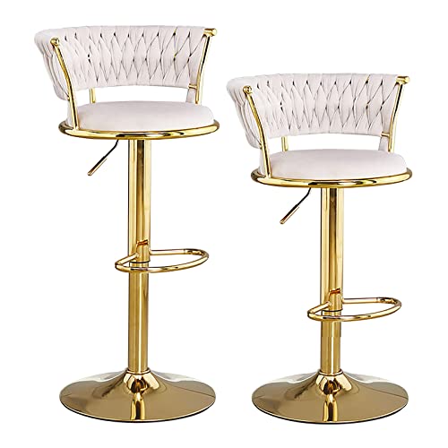 ZLSPON Barhocker Set mit 2 Samtsitzen Frühstücksstühle mit Rückenlehne, verstellbare Schwenkbarschstühle Hochhocker für Kücheninsel/Heimatbar Bright Day von ZLSPON