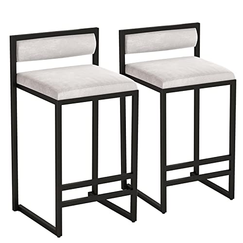 ZLSPON Barhocker Set von 2 Samtpolsterstangen -Hocker mit Rückenlehne Schwarze Metallbeine Frühstücks Küchenstühle für Home Kitchen Bar 70 cm Höhe Bright Day ZLSPON Barhocker Set von 2 Samtpolsterstangen -Hocker mit Rückenlehne Schwarze Metallbeine Frühstücks Küchenstühle für Home Kitchen Bar 70 cm Höhe Bright Day von ZLSPON