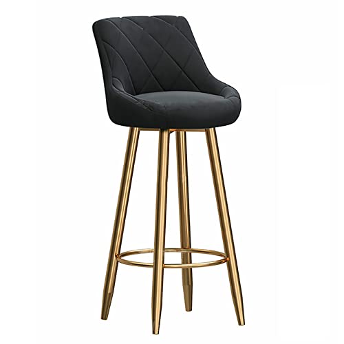 ZLSPON Barhocker der Theke, die 1, Moderne samtpolsterte Barhocker mit dickem Kissen und Schwarz/Gold -Metallrahmenbasis für Küche, Esszimmer, Wohnzimmer oder Moderne Barhocker, Meer Bright Day von ZLSPON