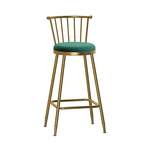 ZLSPON Barhocker mit hinterem Set 1, Moderne Counterhöhe Stuhl Samtpolsterstuhl mit goldenem Metallbein und Metallfußlauf für Kücheninsel Esszimmer, bis zu 330 Pfund Bright Day von ZLSPON