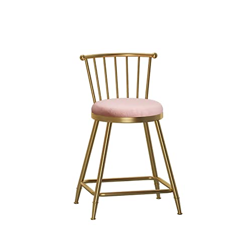 ZLSPON Barhocker mit hinterem Set 1, Moderne Counterhöhe Stuhl Samtpolsterstuhl mit goldenem Metallbein und Metallfußlauf für Kücheninsel Esszimmer, bis zu 330 Pfund Bright Day von ZLSPON