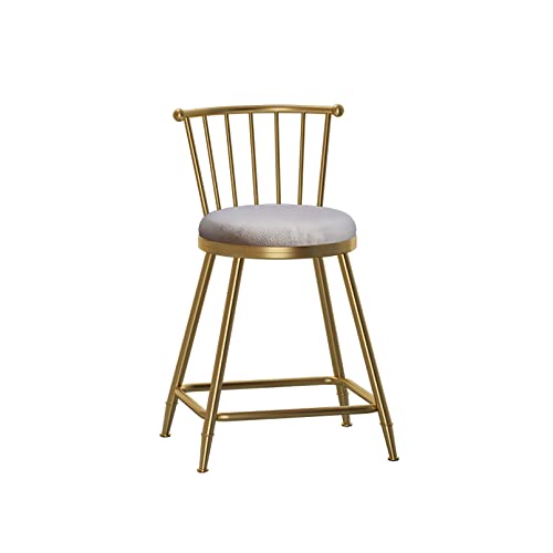 ZLSPON Barhocker mit hinterem Set 1, Moderne Counterhöhe Stuhl Samtpolsterstuhl mit goldenem Metallbein und Metallfußlauf für Kücheninsel Esszimmer, bis zu 330 Pfund Bright Day von ZLSPON