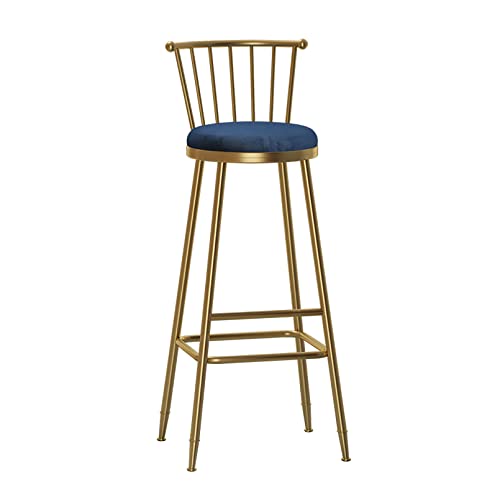 ZLSPON Barhocker mit hinterem Set 1, Moderne Counterhöhe Stuhl Samtpolsterstuhl mit goldenem Metallbein und Metallfußlauf für Kücheninsel Esszimmer, bis zu 330 Pfund Bright Day von ZLSPON