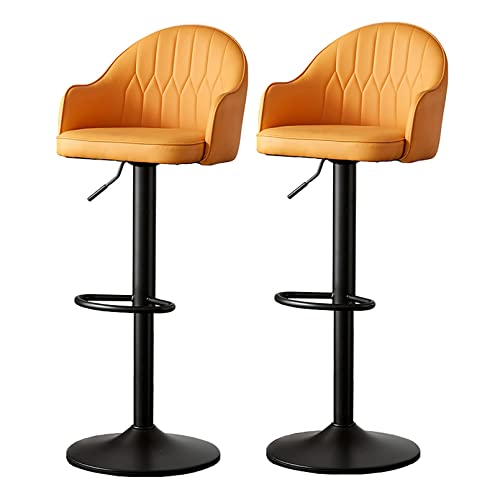 ZLSPON Drehbarstools Küchenset 2, Home Bar Stühle Höhenhöhe Verstellbare Küche Frühstückhocker PU Leder Sitzmetallbeine und Fußstütze Bright Day von ZLSPON