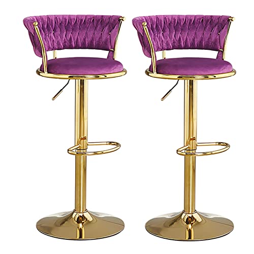 ZLSPON Einstellbare Höhe von 2, 2, Velvet Breakfast Barhocker mit Rückenlehne, Verstellbarer 360 Schwenkes Gaslift, Metallfußstütze und Basis für Theke, Kücheninsel Haus zu Hause Bright Day von ZLSPON