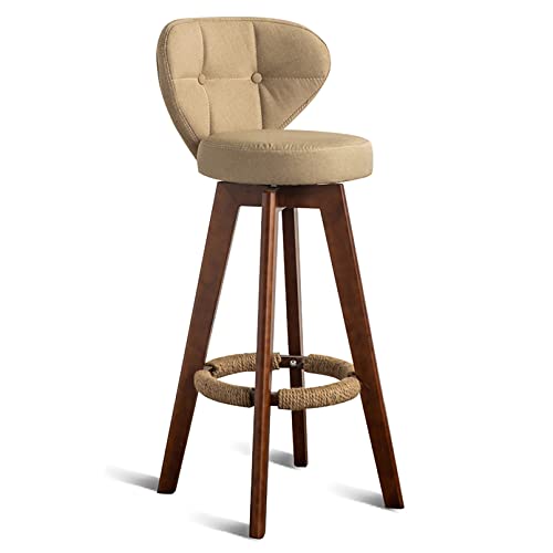 ZLSPON Moderne Schwenkbarhohocker -Stuhl, Thekehöhe Barhocker mit Rücken, Stoff hoher Hocker mit runden gepolsterten Sitz und Holzbeine Fußstütze, Wohnzimmer Esszimmerstühle Bright Day von ZLSPON