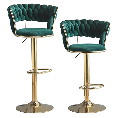ZLSPON Moderne Velvet Barhocker Set von 2 Thekenstühlen mit Rückenlehne Frühstückshocker für Kitchen Island, Schwenkbars Stühle Hochhocker Height Messbar Bright Day von ZLSPON