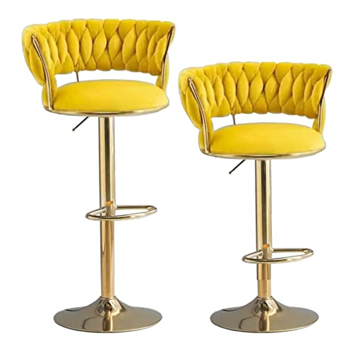 ZLSPON Moderne Velvet Barhocker Set von 2 Thekenstühlen mit Rückenlehne Frühstückshocker für Kitchen Island, Schwenkbars Stühle Hochhocker Height Messbar Bright Day von ZLSPON