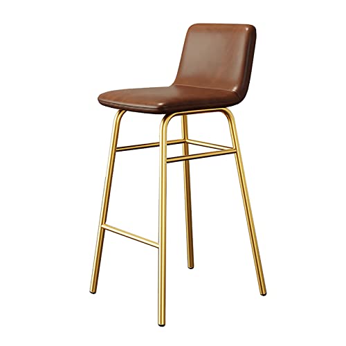 ZLSPON Thekenhocker mit Rückenlehne und Metallfußstütze, PU -Lederpolstersitz, Schwarze/goldene Metallbeine, Barstuhl für Frühstücks Bar Counter Island Küche und Zuhause, Brown Bright Day von ZLSPON