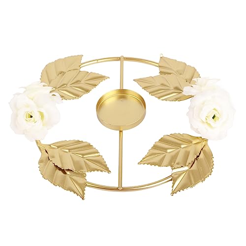 Golden Rose Blume Dekorative Eisenkerzenständer eleganter Stil attraktiver runder Basis Kerzenhalter für Esstisch Badezimmer Wohnzimmer (C) von ZLXCAOB