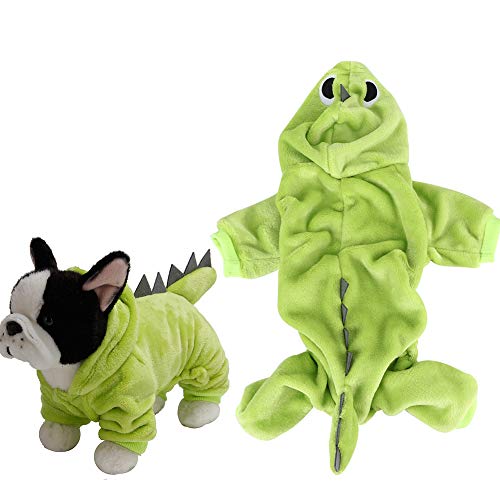 Haustier Dinosaurier Kostüm warm Winter Fleece Grüne Bekleidung Hunde Katzen (XL) von ZLXCAOB