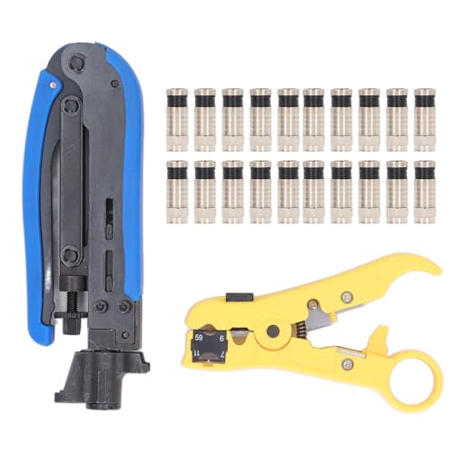 Koax Crimper Tool Kit einstellbares Koaxialkabel Crimper Stripper mit 20 PCs F RG6 -Steckverbinder -Kabelkomprimierungstool für Inneninstallationen Koax Crimper Tool Kit einstellbares Koaxialkabel Crimper Stripper mit 20 PCs F RG6 -Steckverbinder -Kabelkomprimierungstool für Inneninstallationen von ZLXCAOB