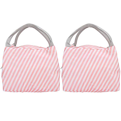 ZLXCAOB Tragbare thermische isolierte Lunchbeutel Set Worker Dinner Lagerbehälter (Striped Pink) von ZLXCAOB