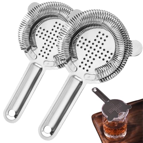 Barsieb Cocktail Edelstahl,2pcs Cocktail Sieb,Feines Cocktailsieb,Cocktail Sieb Edelstahl,Cocktail Shaker Stainless,Bar Sieb für Trinken Cocktail Party Bar Club von ZLXFT
