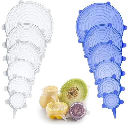 Dehnbare Silikondeckel,Silikon Stretch Deckel,Wiederverwendbar Silikon Abdeckung,Silicone Food Covers,Frischhalte-Deckel Stretch Lid für Schüsseln,Becher,Dosen,Obst von ZLXFT