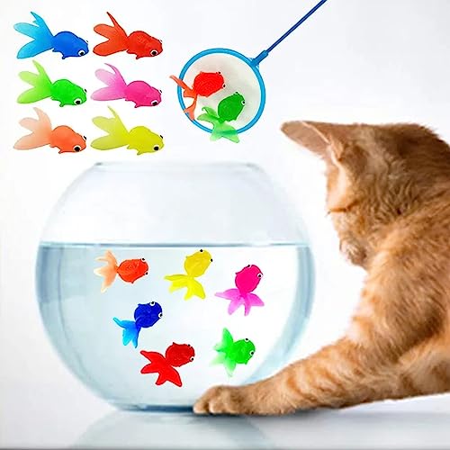 ZLXFT Aquarium Plastikfische,Aquarium Dekor Ornamente,14PCS Neon Fische Künstliche Schwimmende Fische Weiche Gummi Goldfische Spielzeuge Kleine Gefälschte Fische,Ornament für Katzenspielzeug von ZLXFT