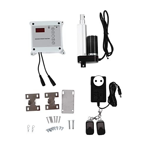 Käfigtüröffner, 12 V Automatischer Hühnerstall-Türöffner Mit 2 Fernbedienungen, Lichtsensor Und Wetterfestem Timer, Sicherheitssensoren, IP44, Hühnertüröffner-Fernbedienungsset(EU Plug) von ZLXHDL