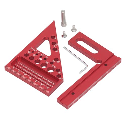 Multi Angle Measuring Ruler, Aluminum Alloy Woodworking Square Protractor, Multi Angle Measuring Tool, Mitre Triangle Layout Measuring Tool Blue Version (Red) von ZLXHDL