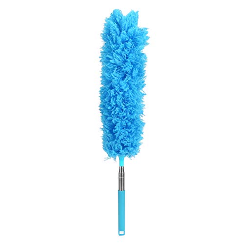 Staubreiniger, Mikrofaser-Staubwedel Zum Reinigen Mit Teleskop-Verlängerungsstange aus Edelstahl, Staubwedel Für Büro- Und Autofenstermöbel(Blau) von ZLXHDL