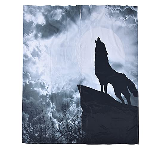 ZLXHDL 3D Verdunkelungsvorhang Wolf 150x166cm – 2er Set blickdichte Vorhänge aus Polyester – Digitaldruck Gardinen für Wohnzimmer & Schlafzimmer von ZLXHDL