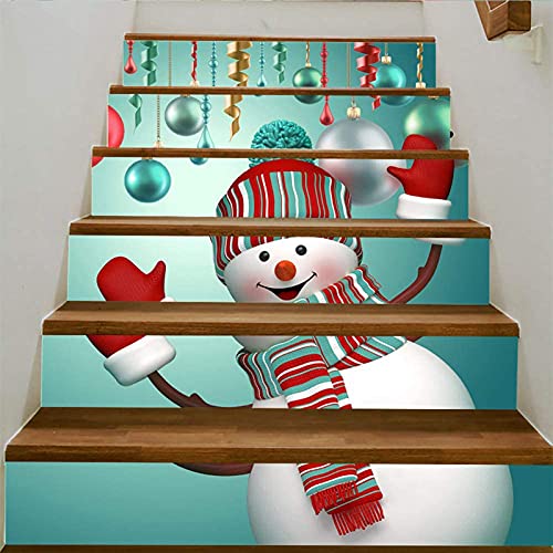 ZLXHDL 3D-Wandaufkleber, wasserdichte Aufkleber, Weihnachts-Treppenaufkleber, Treppenhaus-Weihnachtstreppenabdeckung, Familiendekoration, Wandaufkleber, Wasserdichter (Snowman) von ZLXHDL