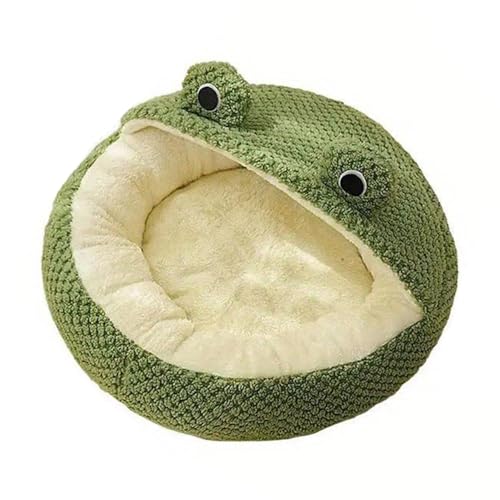 ZLXHDL Flauschiges Katzenbett in Frosch-Design, Gemütliche Katzenhöhle, Weicher Katzenkorb, Bequemes Katzenkissen & Katzensofa für Kleintiere(50 cm) (M halb verschleppt) von ZLXHDL