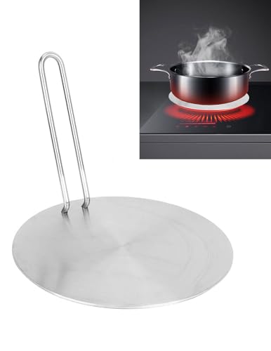 ZLXHDL Induktion Adapterplatte 24 cm – Edelstahl Wärmeverteiler für Induktionsherd, Gas- und Elektroherd – Abnehmbarer Griff, Geeignet für Töpfe, Pfannen & Espressokocher von ZLXHDL