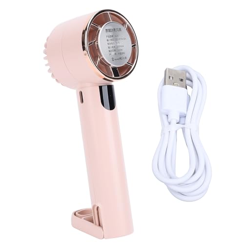 ZLXHDL Powerful portable rechargeable fan with digital display, silent USB mini fan with cooling for semiconductor for desk or bed use, USB rechargeable (Pink) von ZLXHDL