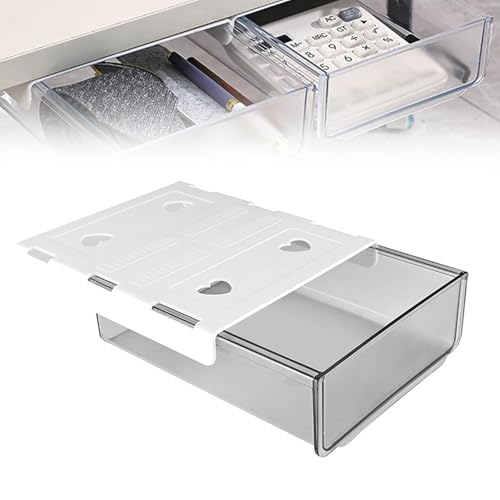 ZLXHDL Schublade unter dem Schreibtisch, selbstklebende Aufbewahrungsbox, multifunktionale Aufbewahrung unter dem Schreibtisch, platzsparend, verstecktes Design, geeignet für die (Premium-Grau) von ZLXHDL