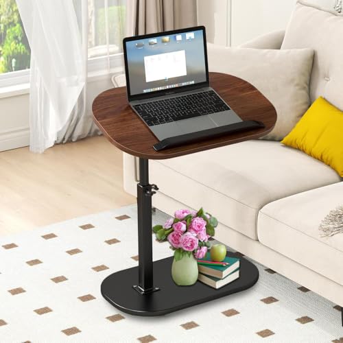 ZLXHFFH Beistelltisch C Form Höhenverstellbar - Couch Beistelltisch, Flexible Höhenverstellung 45-80 cm, 360° Drehfunktion,Holz Laptop Ständer Couchtisch TV Tablett für Wohnzimmer Klein Raum von ZLXHFFH