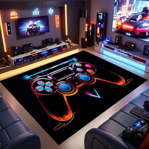 3D Gamepad-Teppich 180x260cm Kinder-Videospiel-Controller Gaming Flächenteppich weich atmungsaktiv Gaming-Schlafzimmerzubehör coole Teppiche für Jungen Schlafzimmer Wohnzimmer Vordertürmatte innen von ZLXMN