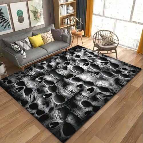 ZLXMN 100x150cm Moderner Grauer Gothic-Totenkopf-Teppich füR Innenbereich Heimdekoration Halloween-Teppich Rutschfester Horror-SchäDel Matte füR Wohnzimmer Schlafzimmer Kurzflorige Waschbare Matte ZLXMN 100x150cm Moderner Grauer Gothic-Totenkopf-Teppich füR Innenbereich Heimdekoration Halloween-Teppich Rutschfester Horror-SchäDel Matte füR Wohnzimmer Schlafzimmer Kurzflorige Waschbare Matte von ZLXMN