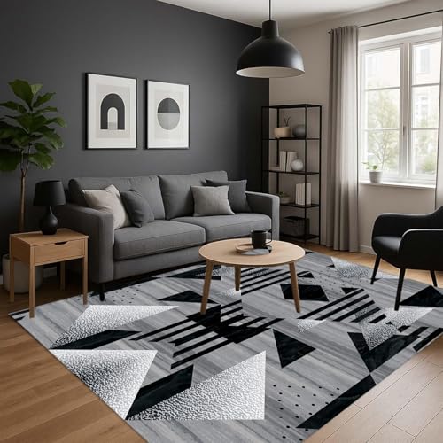 ZLXMN 160x200cm Geometrische Teppiche füR Wohnzimmer Extra Groß Schlicht Modern Dreiecksmuster Grau Niedriger Flor rutschfest Waschbar Matte füR Schlafzimmer Lounge Vorderzimmer Bodenteppich ZLXMN 160x200cm Geometrische Teppiche füR Wohnzimmer Extra Groß Schlicht Modern Dreiecksmuster Grau Niedriger Flor rutschfest Waschbar Matte füR Schlafzimmer Lounge Vorderzimmer Bodenteppich von ZLXMN