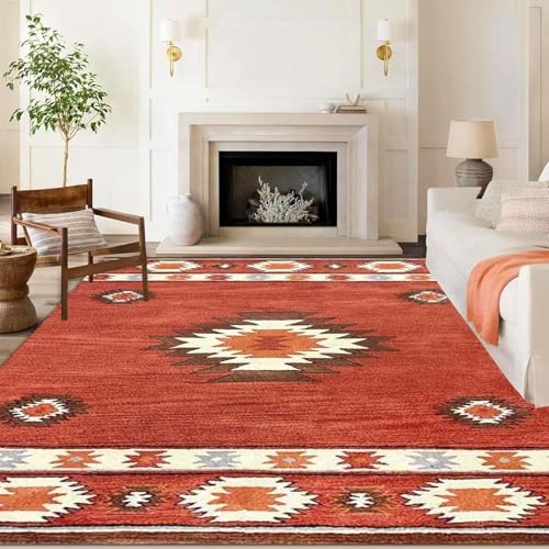 ZLXMN 160x230cm Western Teppiche füR Wohnzimmer Indianerstil Indie Azteken-Teppich SüDwestliche Muster Waschbar LichtbestäNdig rutschfest Matten füR Die HintertüR Schlafzimmer Esszimmer von ZLXMN