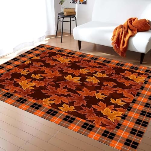 ZLXMN 180x300cm Waschbarer Wohnzimmer Buffalo Plaid NatüRliche Landschaft HerbstbläTter Erntedankfest-Design, Bauernhaus-Ernteteppich, Leicht Zu Reinigen Schmutzabweisend füR Schlafzimmer ZLXMN 180x300cm Waschbarer Wohnzimmer Buffalo Plaid NatüRliche Landschaft HerbstbläTter Erntedankfest-Design, Bauernhaus-Ernteteppich, Leicht Zu Reinigen Schmutzabweisend füR Schlafzimmer von ZLXMN
