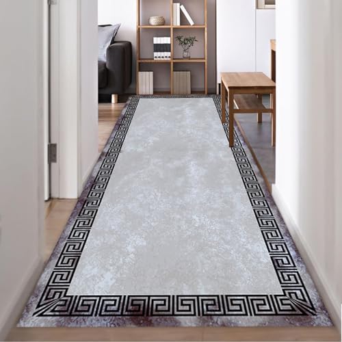 ZLXMN 80x300cm Klassischer Griechischer Bettvorleger LäUfer füR Schlafzimme Flur Retro Grau Weich Maschinenwaschbare Matte KüChenläUfer GroßE FußMatte füR Den Innenbereich ZLXMN 80x300cm Klassischer Griechischer Bettvorleger LäUfer füR Schlafzimme Flur Retro Grau Weich Maschinenwaschbare Matte KüChenläUfer GroßE FußMatte füR Den Innenbereich von ZLXMN